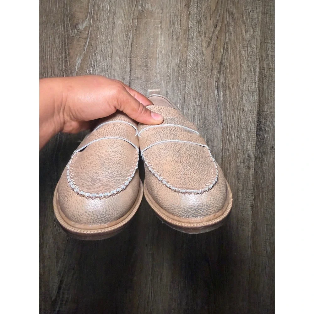 Kelsi Dagger‎ Brooklyn Metallic Leather Penny Loafers Champagne Rose Gold 7.5